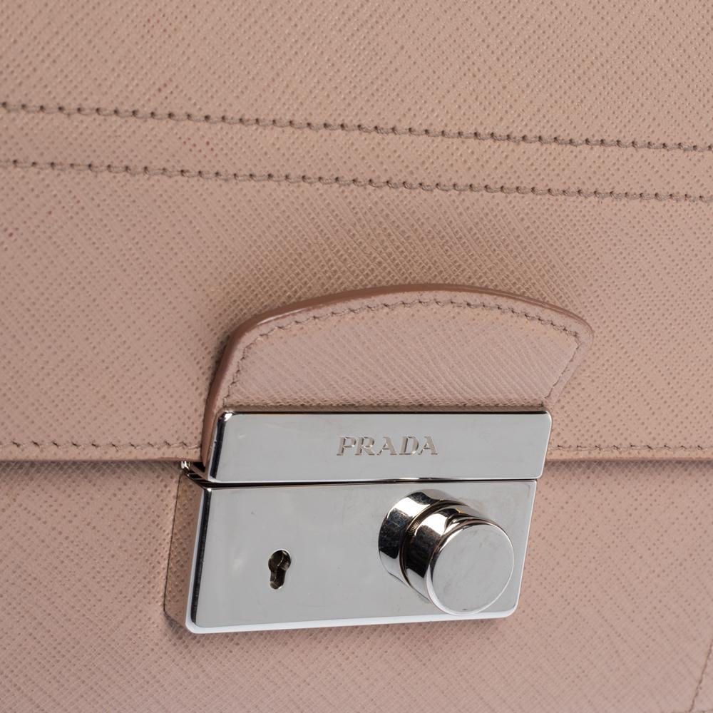 Prada Nude Beige Safiano Lux Leather Sound Shoulder Bag 2