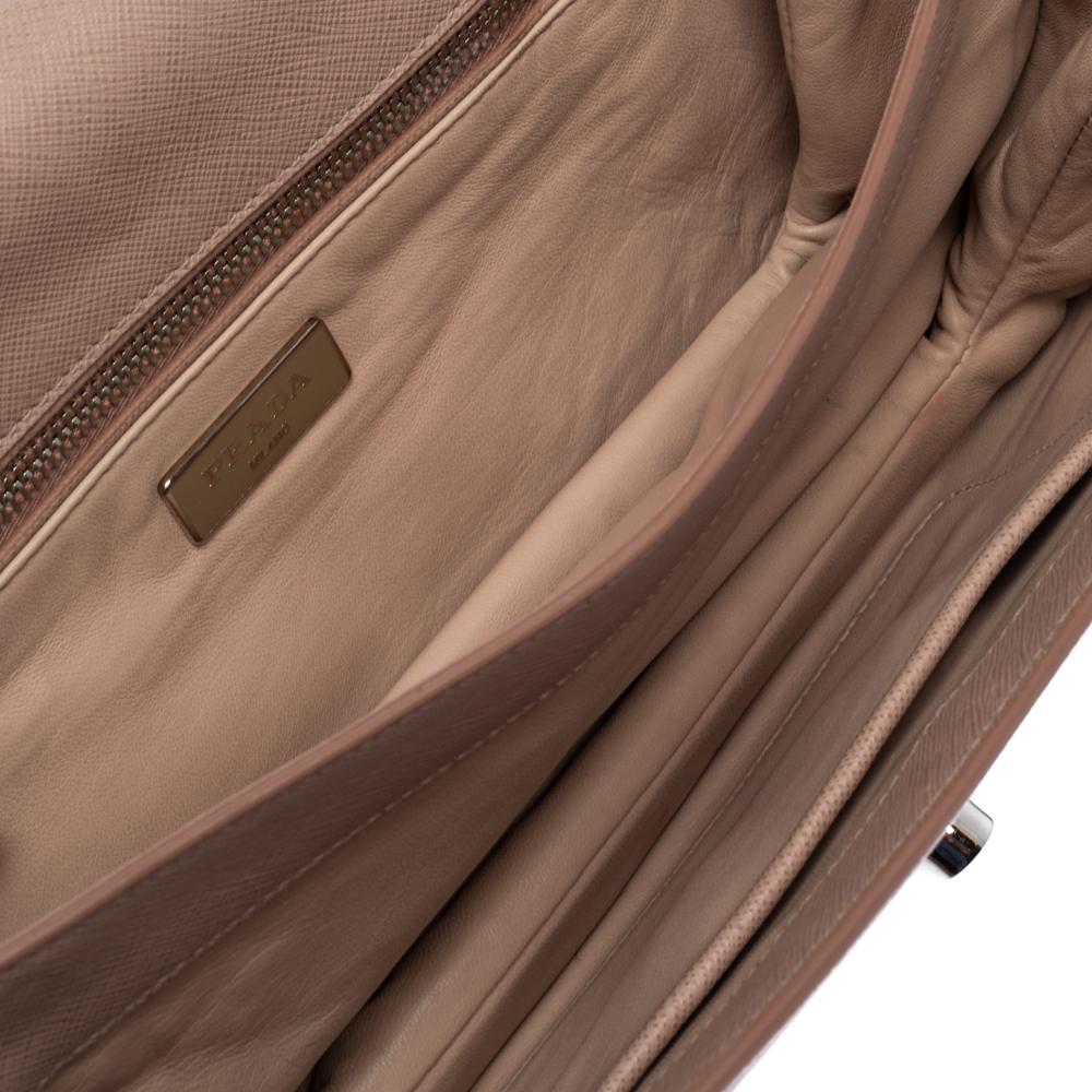 Prada Nude Beige Safiano Lux Leather Sound Shoulder Bag 4
