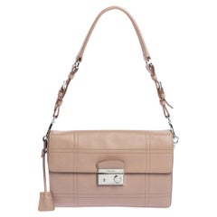 Prada Nude Beige Safiano Lux Leather Sound Shoulder Bag