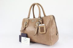 Prada Nude Cervo Lux Nudo Sparkle Leather Boston Bag 197pr713