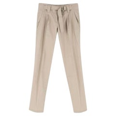 Prada Nude Cotton Straight Leg Trousers