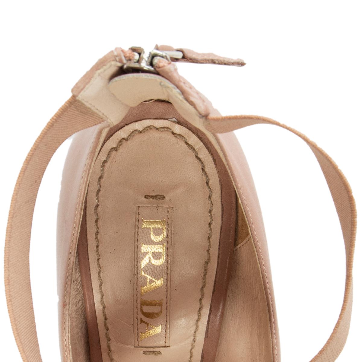 PRADA nude leather BALLET STYLE Pumps Shoes 37.5 For Sale 1