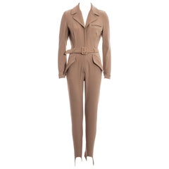 Retro Prada nude nylon belted jumpsuit with stirrups, c. 1992 