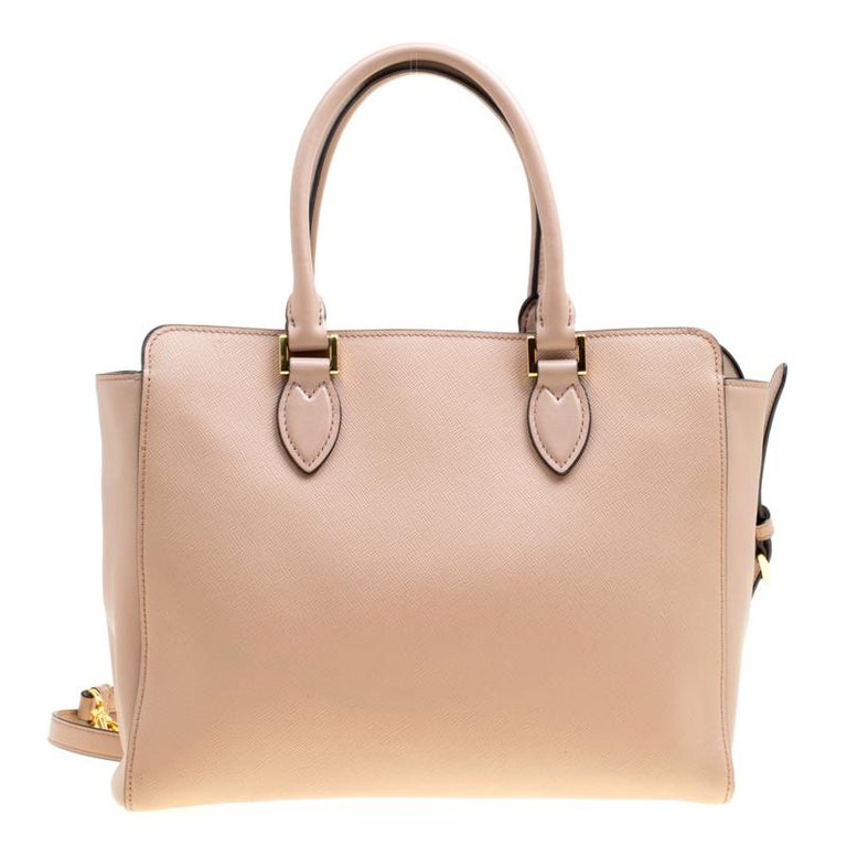Prada Nude Saffiano and Soft Leather Top Handle Bag at 1stDibs | prada ...