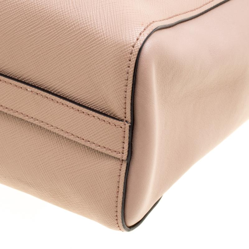 Prada Nude Saffiano and Soft Leather Top Handle Bag 1