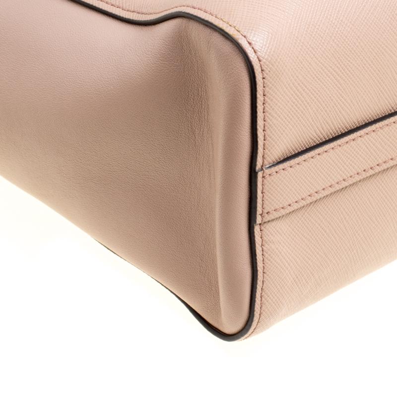 Prada Nude Saffiano and Soft Leather Top Handle Bag 2