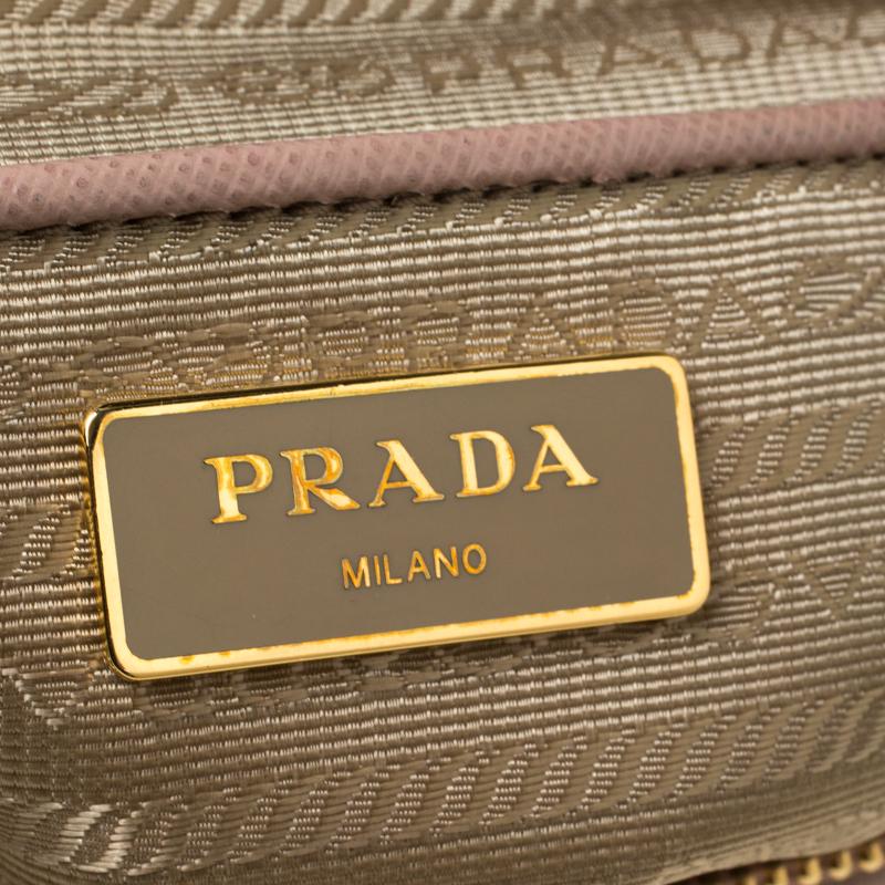 Prada Nude Saffiano Lux Leather Large Double Zip Tote 4