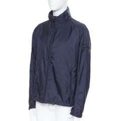 PRADA Nylon 2018 grey enamel triangle rubber cuff zip shell jacket IT50 L