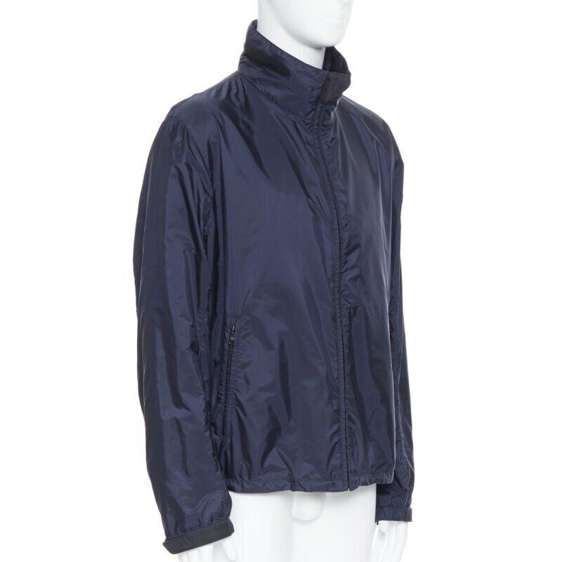 PRADA Nylon 2018 grigio smalto triangolo gomma polsino zip shell giacca IT50 L In condizioni Nuovo in vendita a Hong Kong, NT