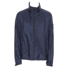 PRADA Nylon 2018 grey enamel triangle rubber cuff zip shell jacket IT50 L
