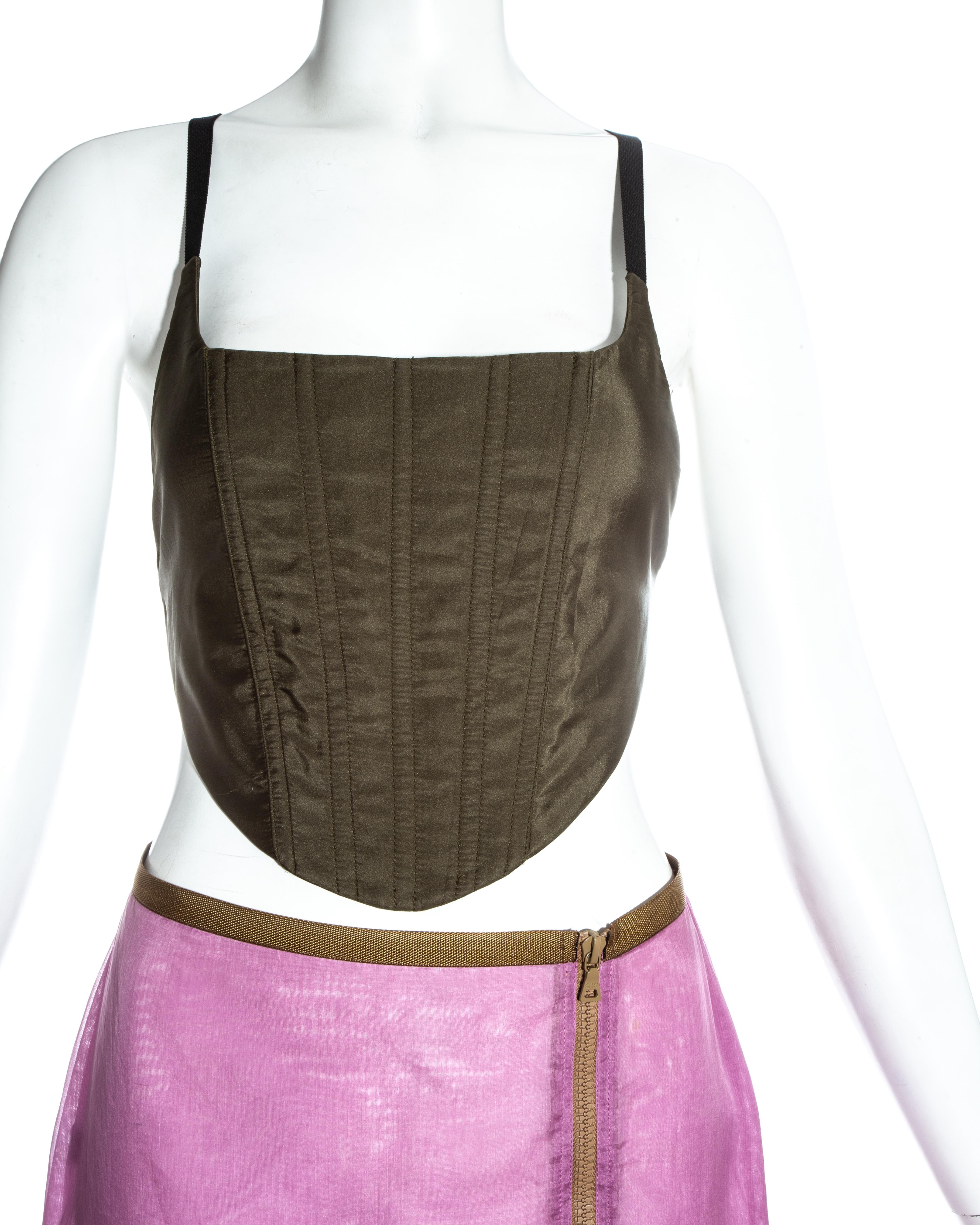 Prada nylon and organza corset and skirt ensemble, fw 1999 at 1stDibs |  prada fw 1999, prada corset, prada 1999