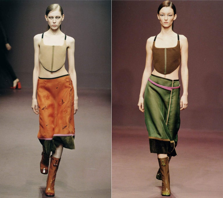 Prada nylon and organza corset and skirt ensemble, fw 1999 at 1stDibs | prada  fw 1999, prada corset, prada 1999
