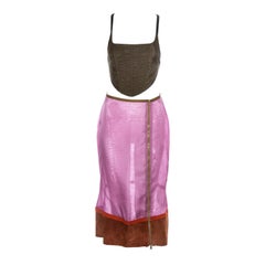 Prada nylon and organza corset and skirt ensemble, fw 1999