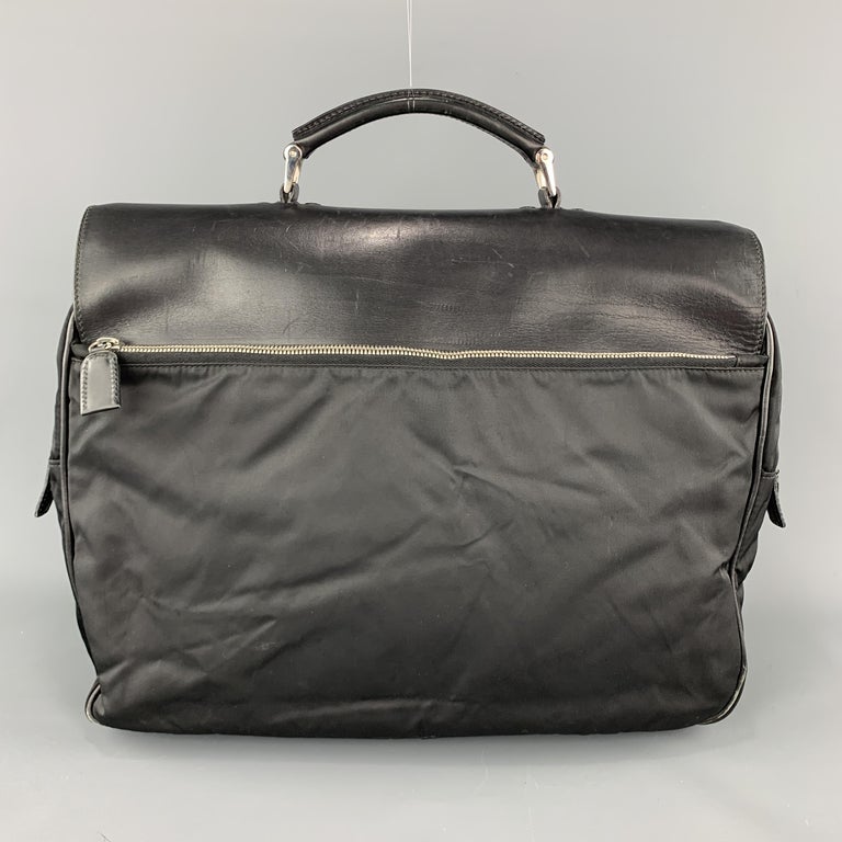 PRADA Nylon and Leather Double Snap Briefcase at 1stDibs