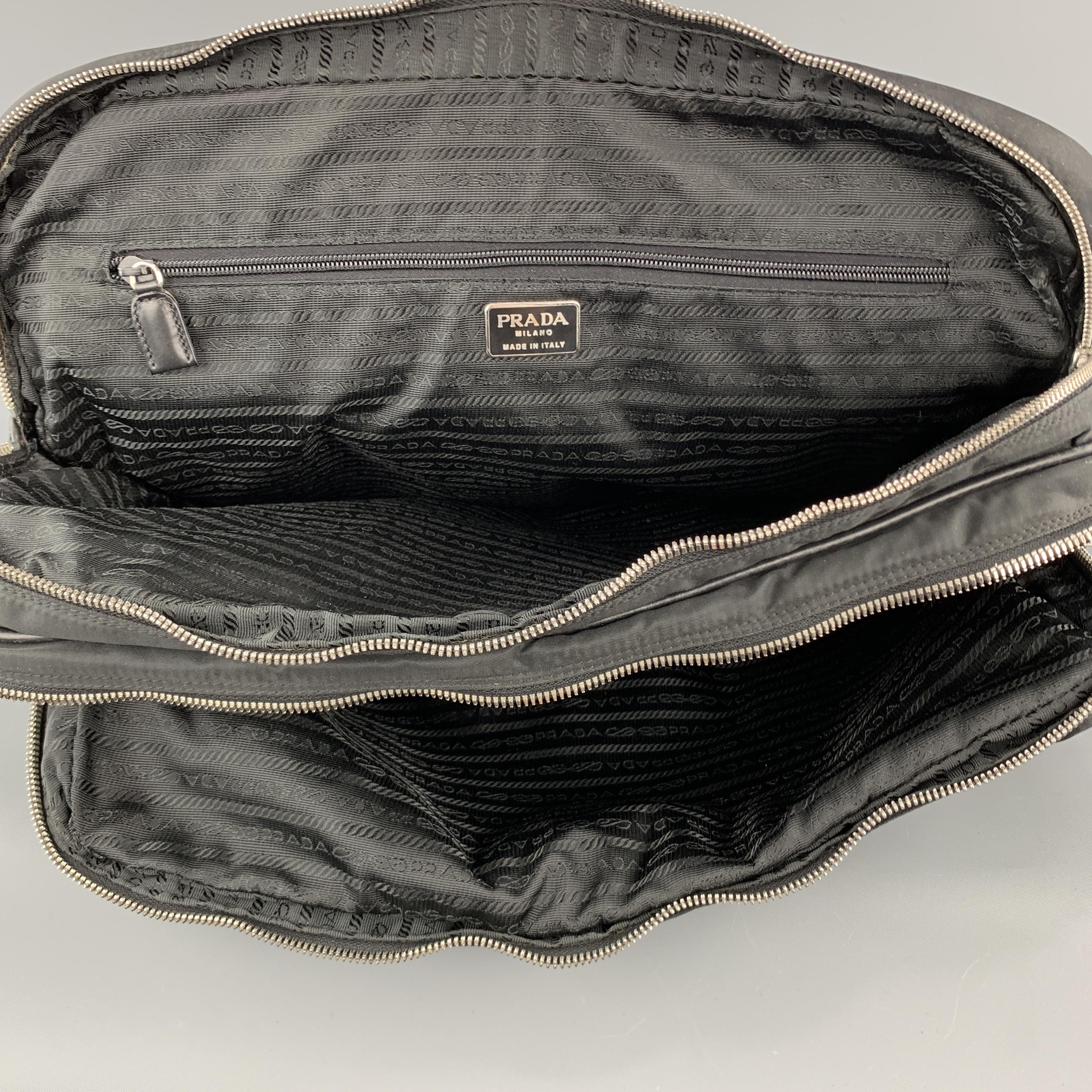 Men's PRADA Nylon & Leather Double Snap Briefcase