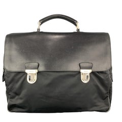 PRADA Nylon 
Leather Double Snap Briefcase