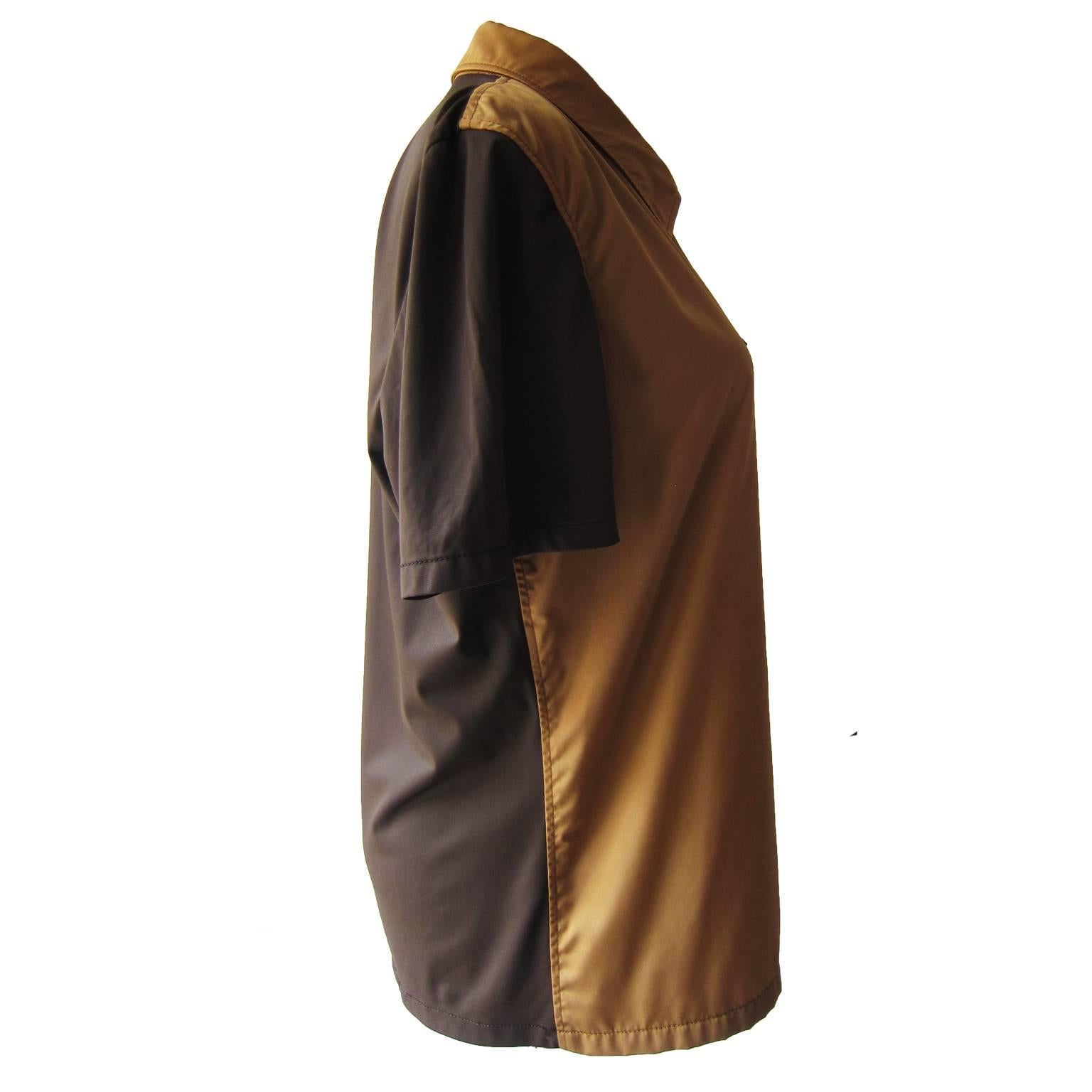 Brown Prada Nylon Top Zip Front Jacket 1990s
