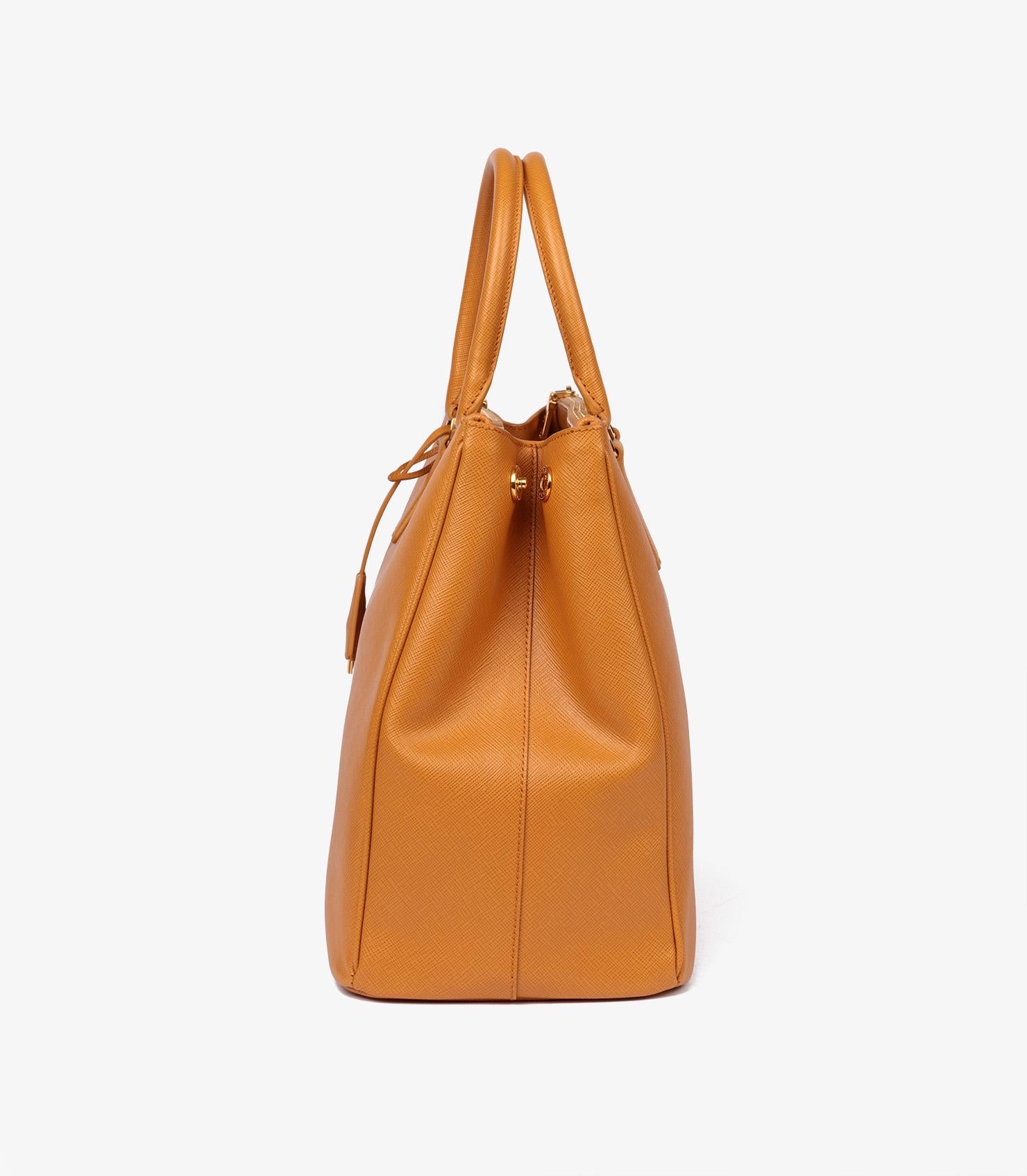 Bolso grande Prada Ocra Saffiano Lux Piel Galleria en Excelente Estado en Bishop's Stortford, Hertfordshire