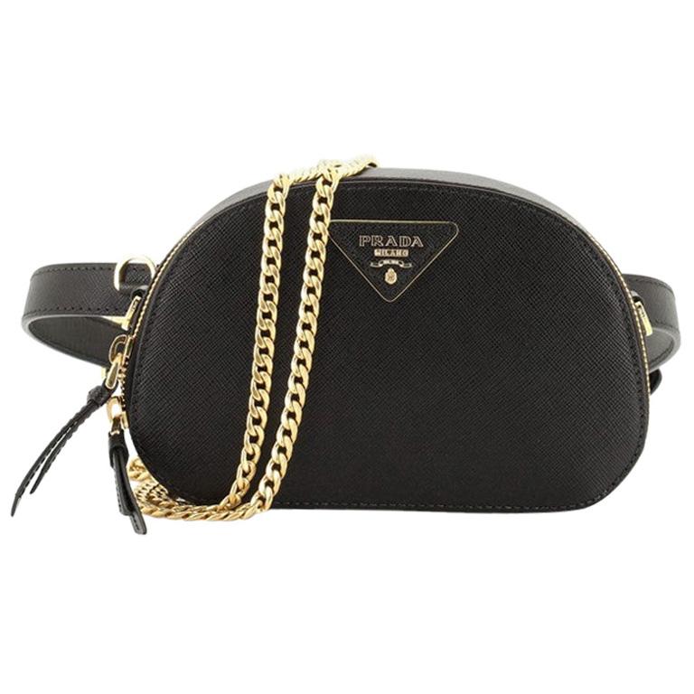 Prada Odette Convertible Belt Bag Saffiano Leather Black 5835559