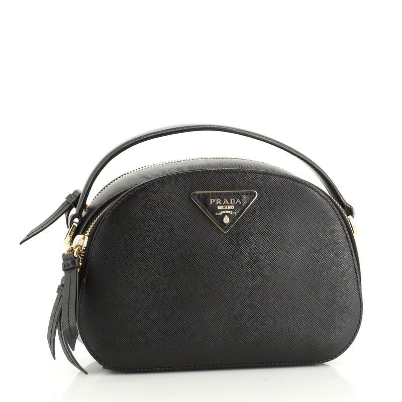 Black Prada Odette Top Handle Bag Saffiano Leather Small