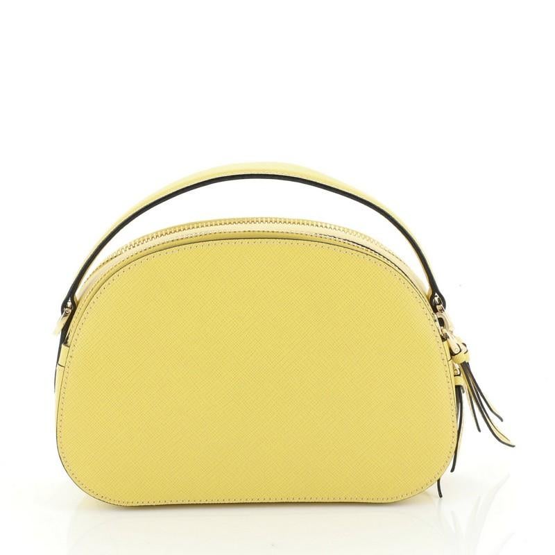 Yellow Prada Odette Top Handle Bag Saffiano Leather Small