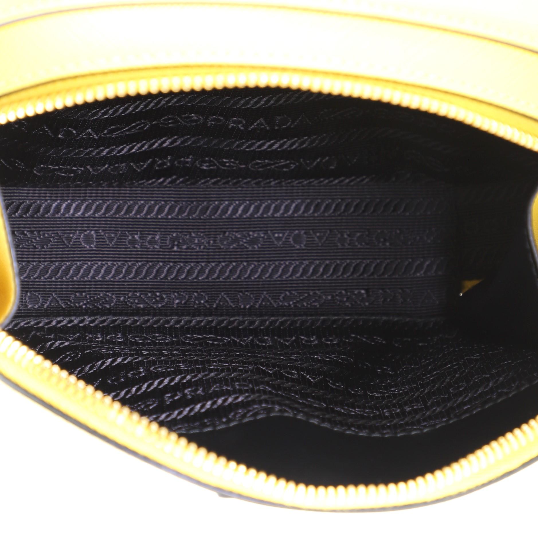 Yellow Prada Odette Top Handle Bag Saffiano Leather Small