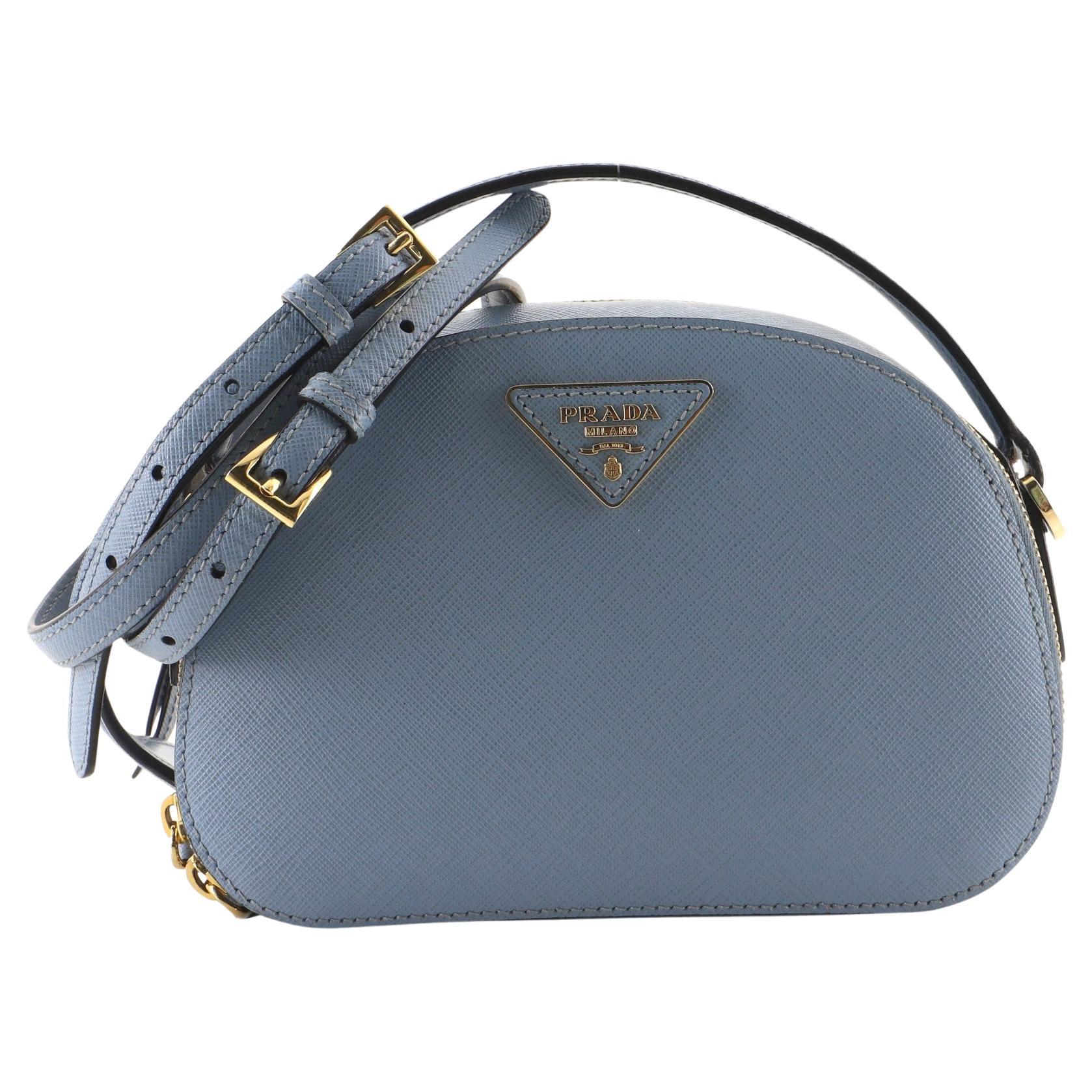 Prada Blue Saffiano Lux Leather Mini Camera Crossbody Bag For Sale at  1stDibs