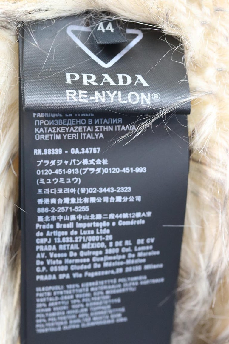 Prada Off The Shoulder Faux Fur Lined Nylon Coat IT 44 UK 12 For Sale ...