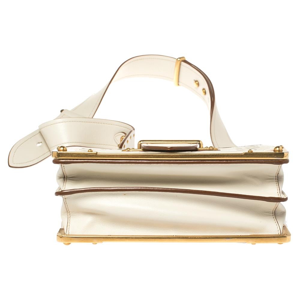  Prada - Sac à bandoulière Cahier en cuir coupé au laser:: blanc cassé Pour femmes 