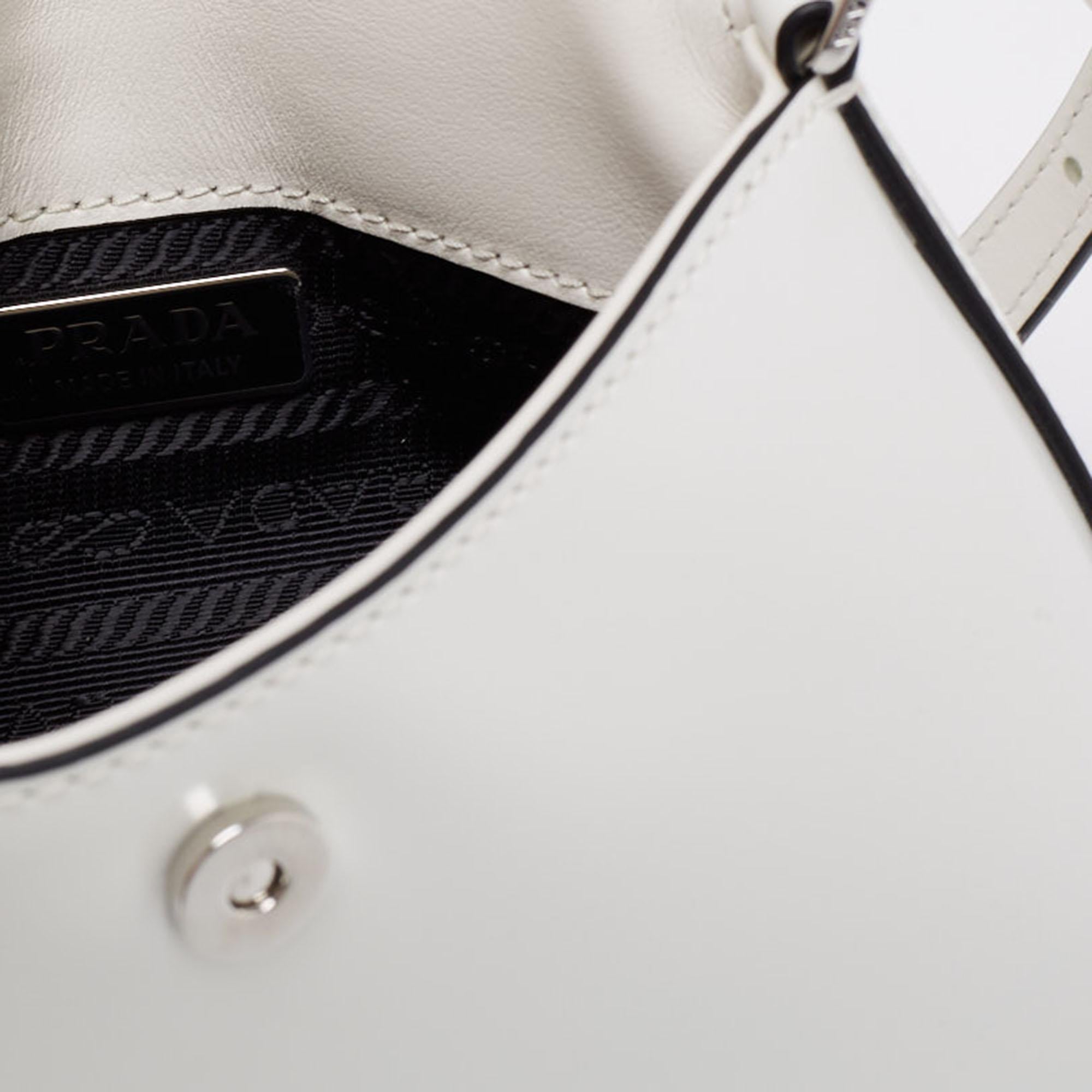 Prada Off White Leather Mini Cleo Pochette 3