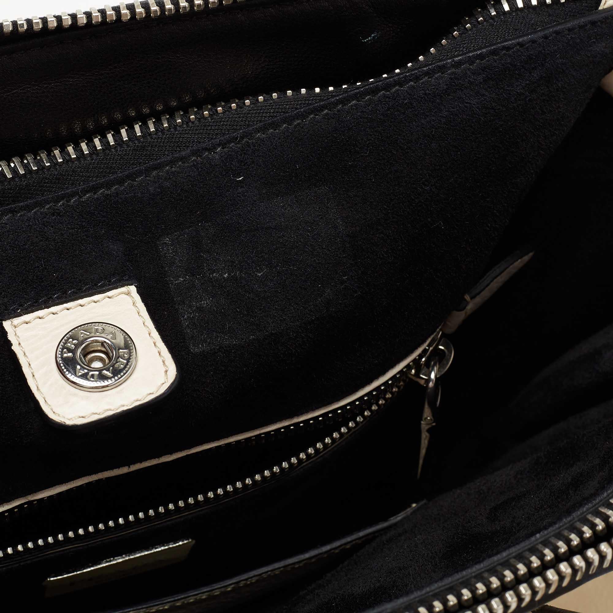 Prada Off White Leather Twin Pocket Tote 3