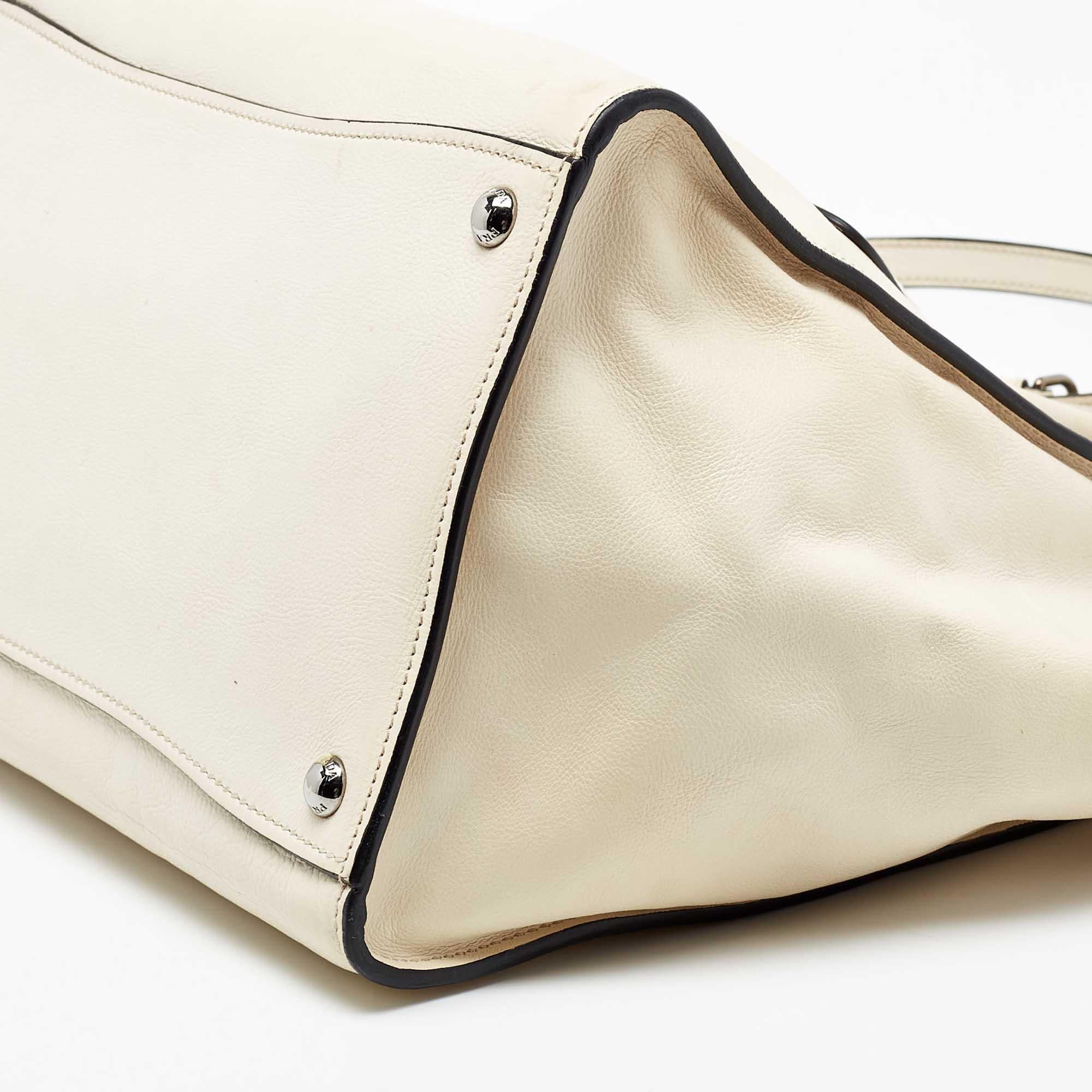 Women's Prada Off White Leather Twin Pocket Tote