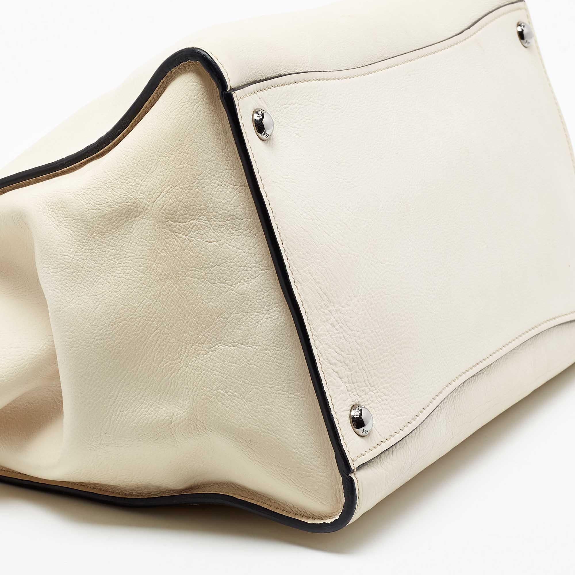 Prada Off White Leather Twin Pocket Tote 1