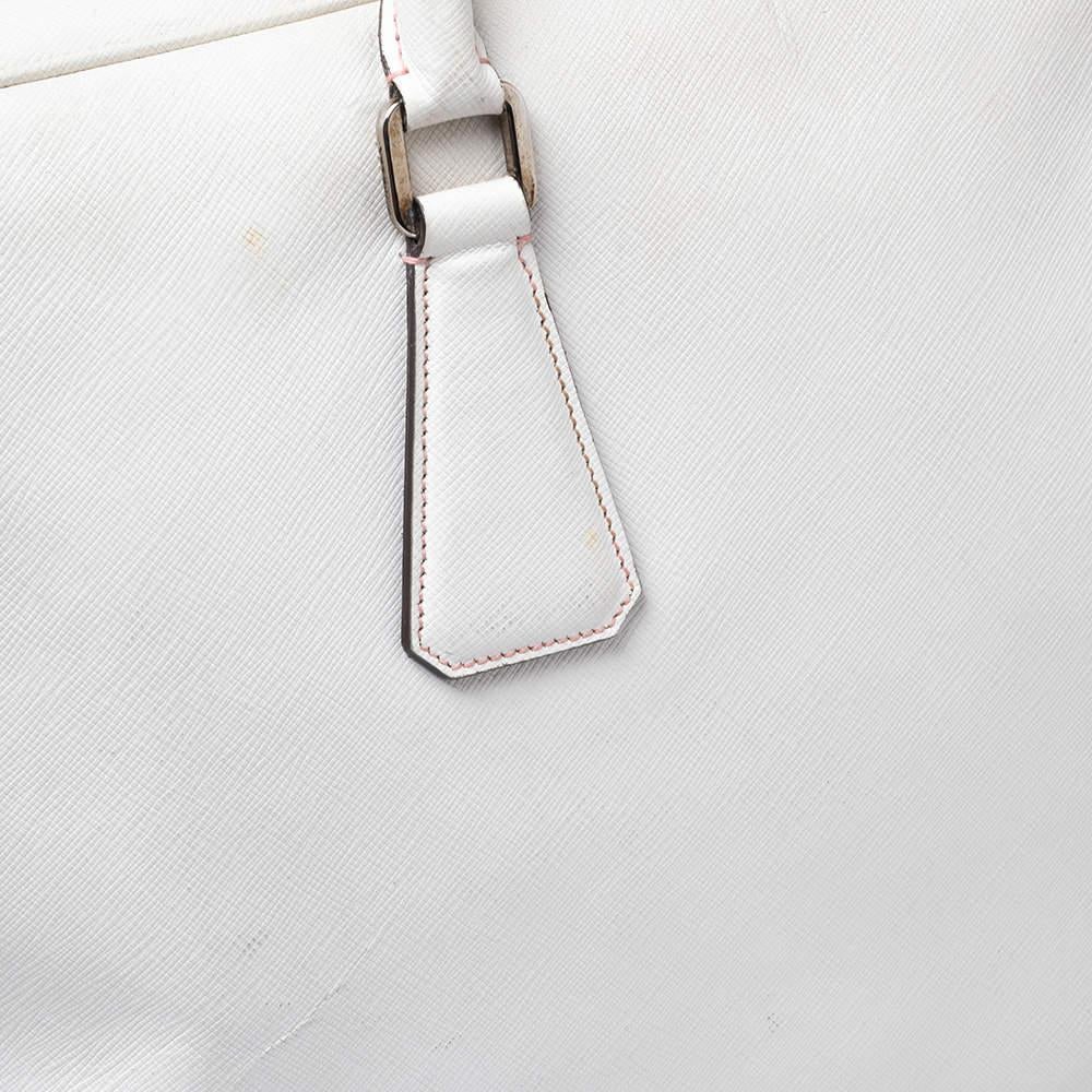 Uomo Borsa Bauletto in pelle saffiano di Prada Off-White