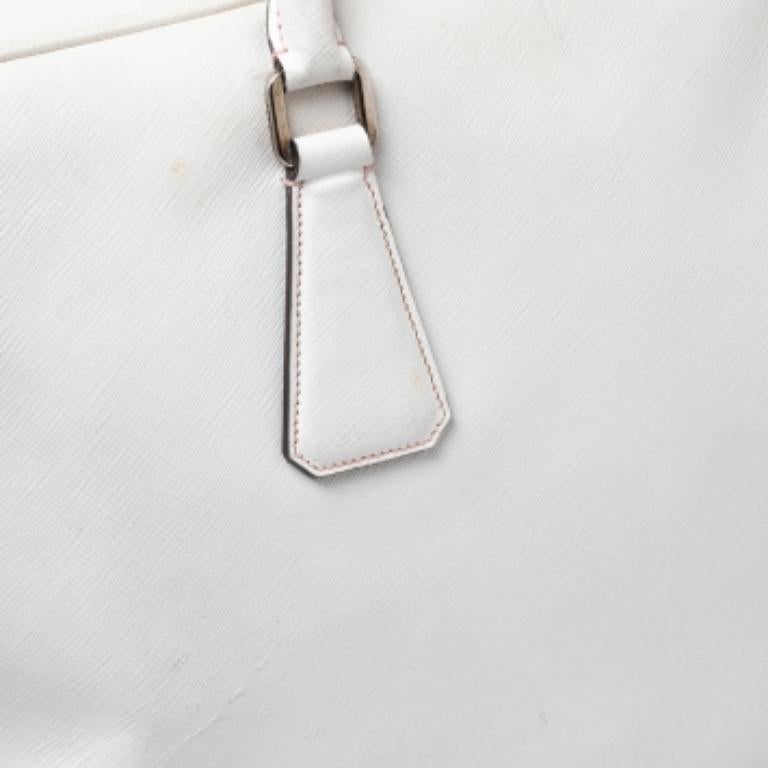 Men's Prada Off-white Saffiano Leather Bauletto Bag