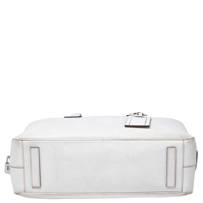 Prada Off-white Saffiano Leather Bauletto Bag Prada