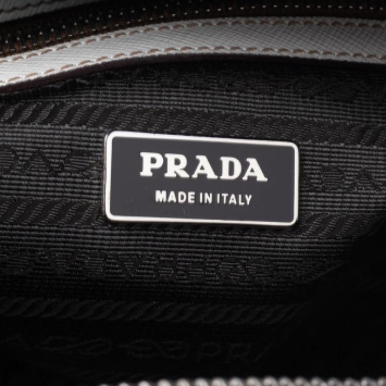 Prada Off-white Saffiano Leather Bauletto Bag 4