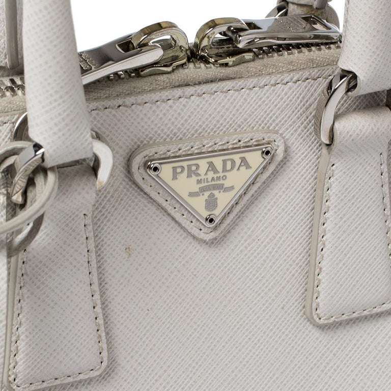 Prada White Saffiano Pattina Crossbody Bag Leather, 47% OFF