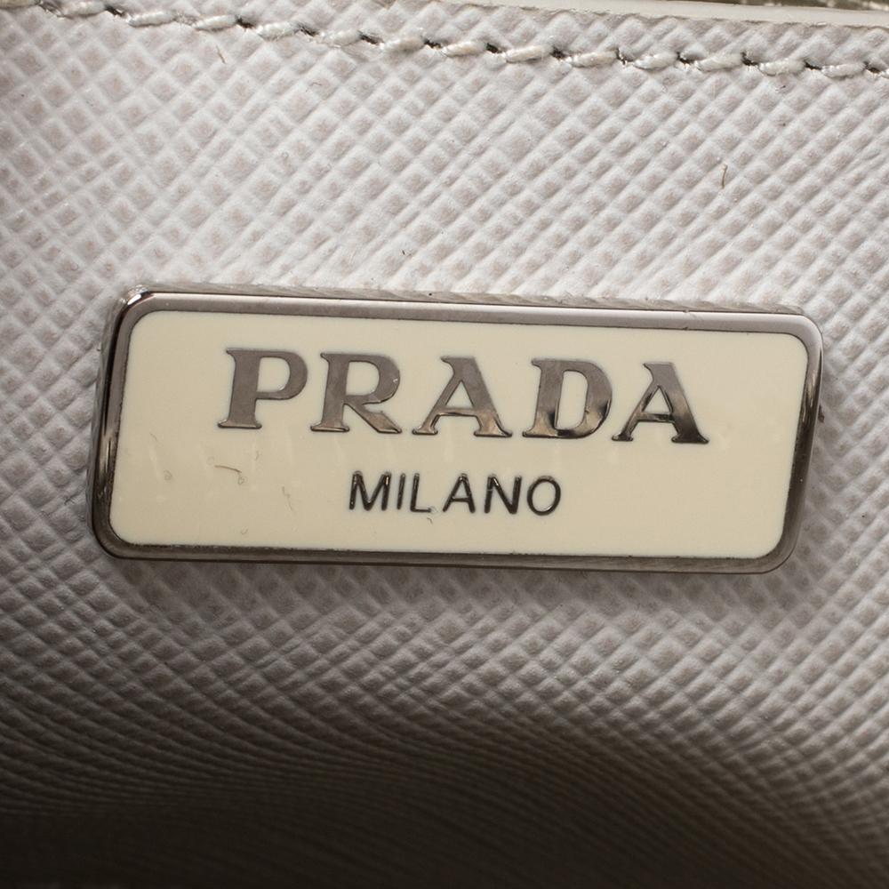 Prada Off White Saffiano Leather Mini Promenade Crossbody Bag 1