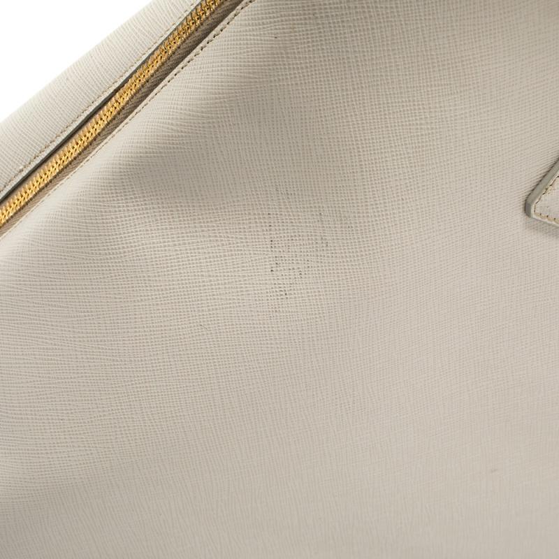 Prada Off White Saffiano Lux Leather Zip Satchel 7