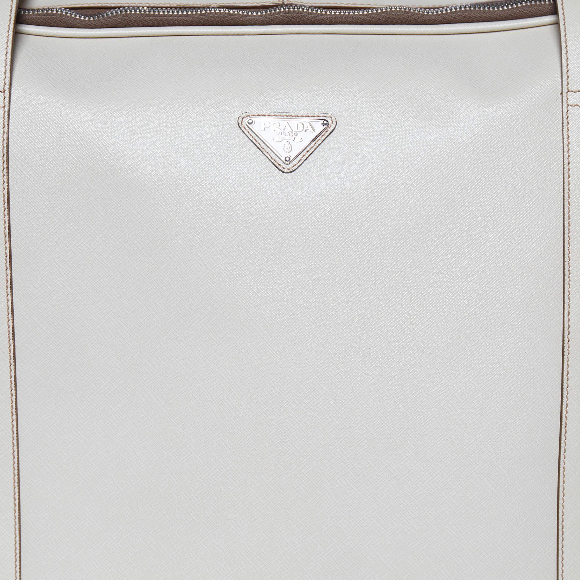 Prada Off White Saffiano Travel Valigia Suitcase 1