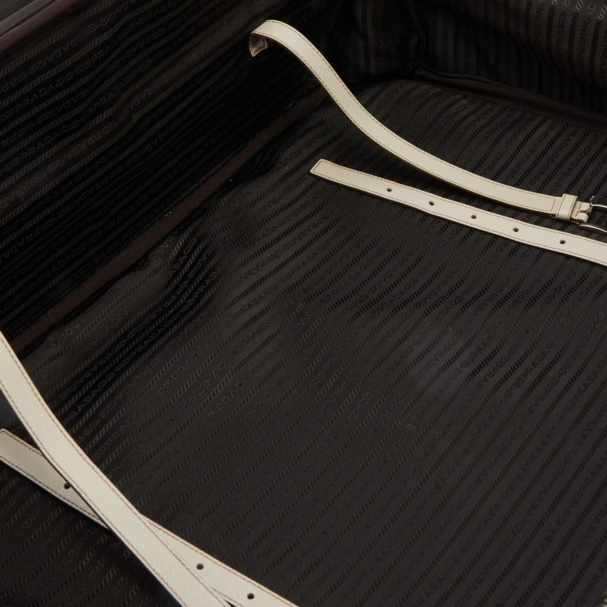 Prada Off White Saffiano Travel Valigia Suitcase 2
