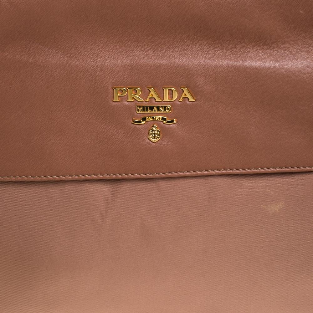 Prada Old Rose Nylon and Leather Oversize Clutch 4