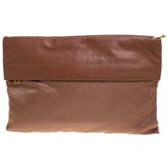 Prada Old Rose Nylon and Leather Oversize Clutch