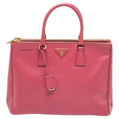 Prada Old Rose Saffiano Lux Leather Large Double Zip Tote