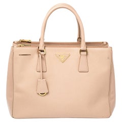 Prada Old Rose Saffiano Lux Leather Medium Double Zip Tote