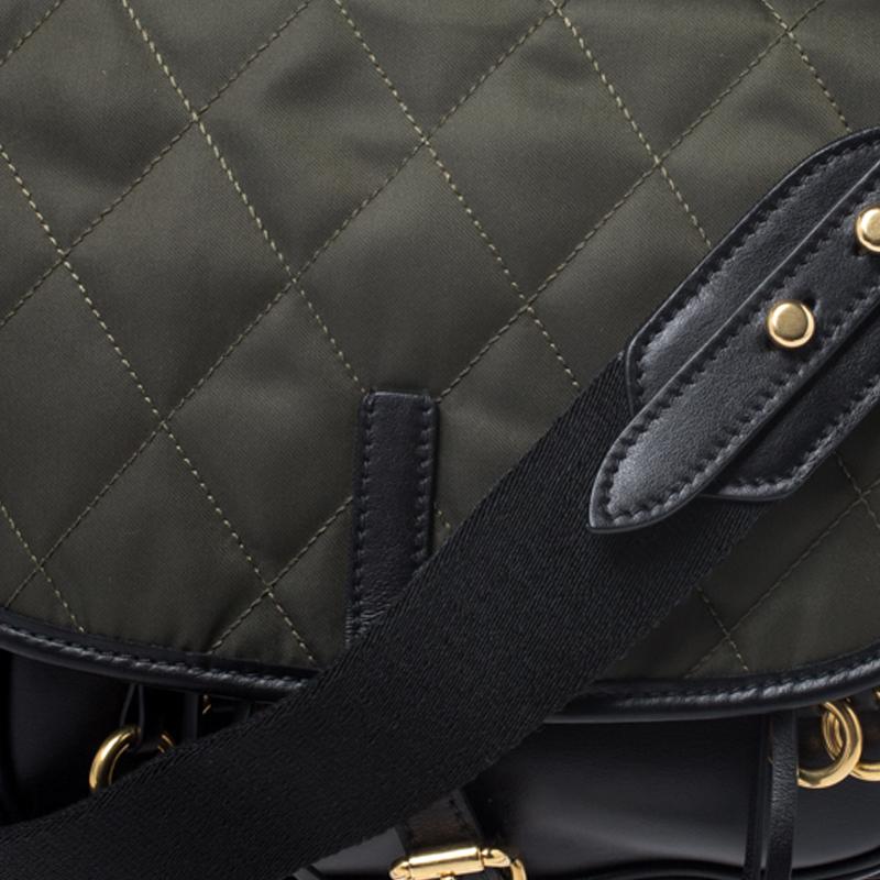Prada Olive Green/Black Nylon and Leather Passaminiere Hunting Shoulder Bag 3