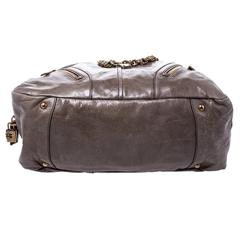 Prada Olive Green Leather Front Zip Boston Bag 1