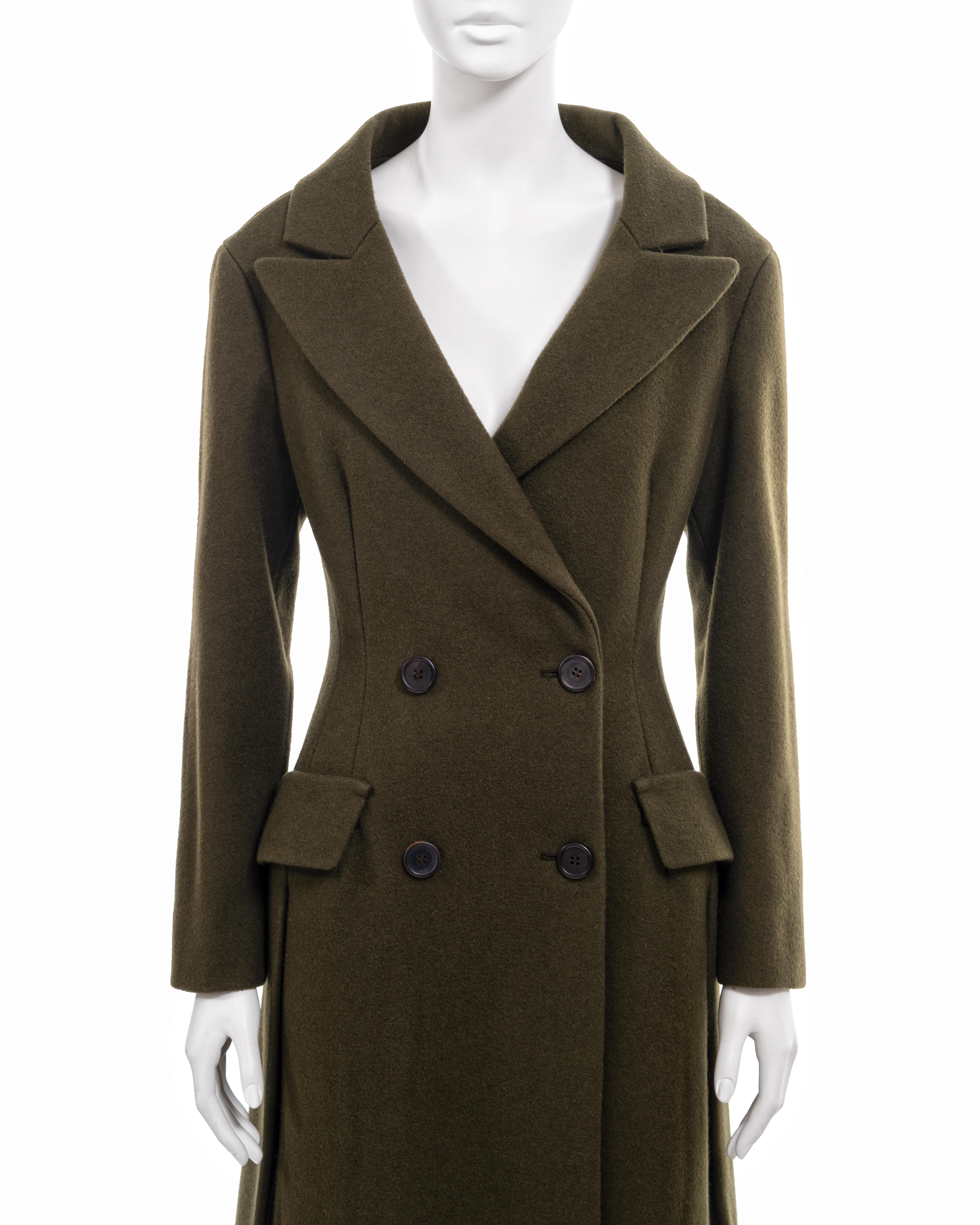 Women's Prada olive green melton wool double-breasted coat, fw 2009