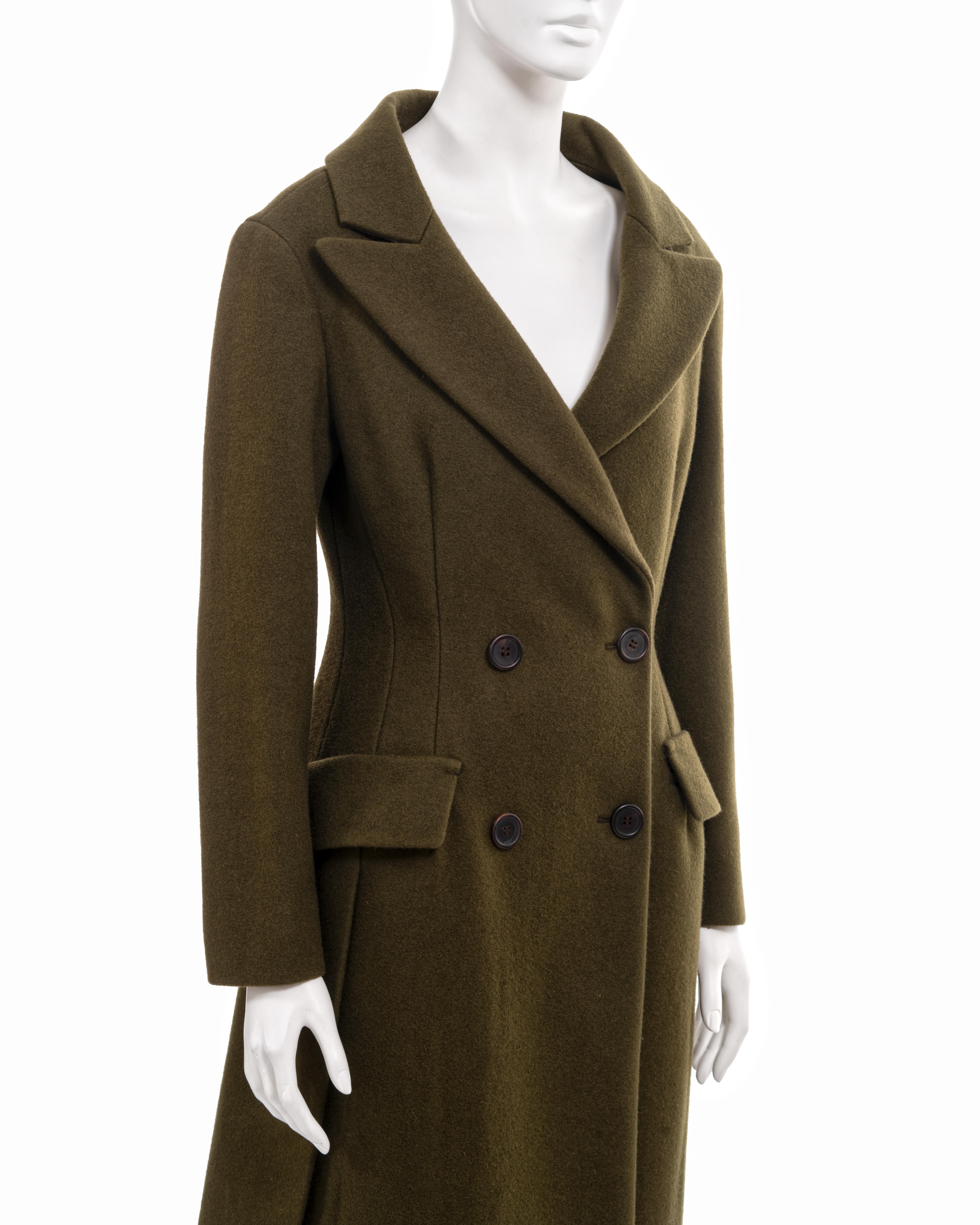 Prada olive green melton wool double-breasted coat, fw 2009 4